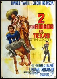 2a776 TWO R-R-RINGOS FROM TEXAS Italian 1p '67 Due rrringos nel Texas, wacky art of men on horse!