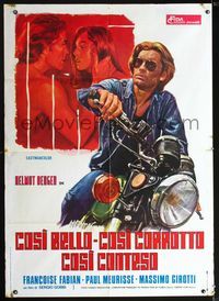 2a782 VORACIOUS ONES Italian one-panel '73 Les Voraces, cool artwork of Helmut Berger on motorcycle!