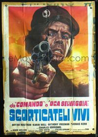 2a790 WILD GEESE ATTACK Italian 1p '78 Mario Siciliano's Scorticateli vivi, cool pionting gun art!