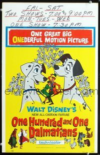 2a161 ONE HUNDRED & ONE DALMATIANS window card poster '61 most classic Walt Disney canine movie!