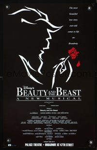 2a026 BEAUTY & THE BEAST stage play window card '94 Robert Jess Roth Broadway musical, cool artwork!