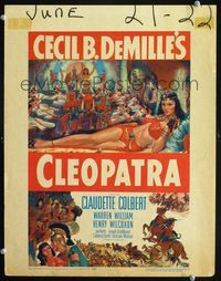 2a057 CLEOPATRA window card R52 artwork of sexiest Egyptian Claudette Colbert, Cecil B. DeMille