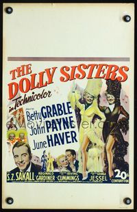 2a078 DOLLY SISTERS window card poster '45 sexy entertainers Betty Grable & June Haver, John Payne