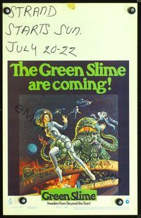 2a099 GREEN SLIME WC '69 classic cheesy sci-fi movie, wonderful art of sexy astronaut & monster!