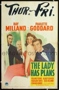 2a128 LADY HAS PLANS WC '42 great image of Ray Milland nuzzling sexy Paulette Goddard's shoulder!