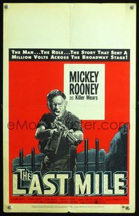 2a129 LAST MILE window card poster '59 great art of Mickey Rooney as Killer Mears on Death Row!