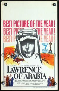 2a131 LAWRENCE OF ARABIA silhouette AA style window card movie poster '62 David Lean classic!