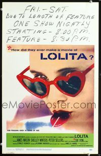 2a137 LOLITA WC '62 Stanley Kubrick, sexiest close up of Sue Lyon with sunglasses & lollipop!