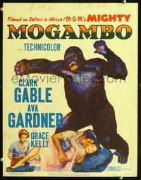 2a146 MOGAMBO WC '53 Clark Gable, Grace Kelly & Ava Gardner in Africa with huge fake gorilla!