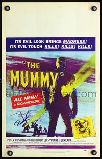 2a149 MUMMY window card poster '59 Terence Fisher Hammer horror, Christopher Lee as the monster!