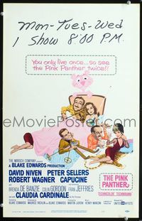 2a168 PINK PANTHER window card movie poster '64 art of Peter Sellers & David Niven by Jack Rickard!