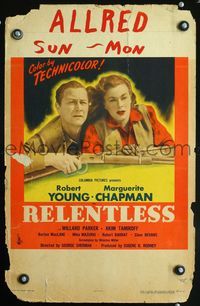2a175 RELENTLESS WC '47 Robert Young, Marguerite Chapman, strange drama in the High Sierras!