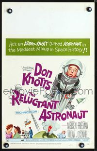 2a176 RELUCTANT ASTRONAUT window card poster '67 Don Knotts in the maddest mixup in space history!