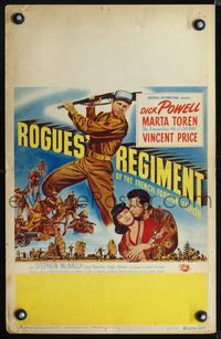 2a178 ROGUES' REGIMENT window card '48 great artwork of French Foreign Legion soldier Dick Powell!