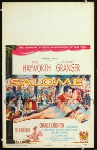 2a180 SALOME window card movie poster '53 artwork of sexy reclining Rita Hayworth & Stewart Granger!