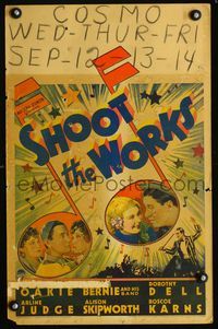 2a184 SHOOT THE WORKS WC '34 Jack Oakie, Ben Bernie & Band, cool art of stars in musical notes!
