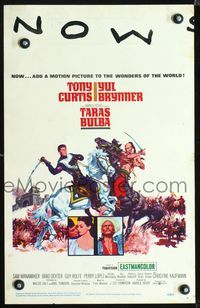 2a204 TARAS BULBA WC '62 Tony Curtis & Yul Brynner clash in adventure epic, art by McCarthy!