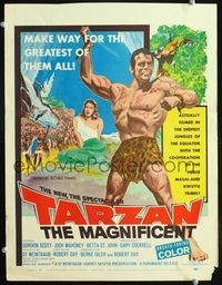 2a205 TARZAN THE MAGNIFICENT WC '60 artwork of barechested Gordon Scott, the greatest of them all!