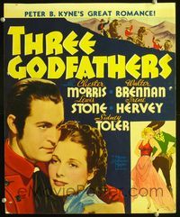 2a206 THREE GODFATHERS WC '36 romantic close up of Chester Morris & Irene Hervey & cool art!