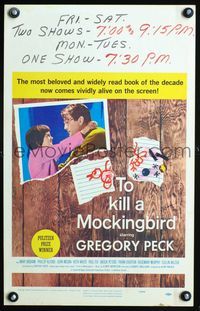2a208 TO KILL A MOCKINGBIRD window card poster '63 Gregory Peck classic, from Harper Lee's novel!