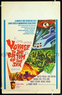 2a218 VOYAGE TO THE BOTTOM OF THE SEA window card poster '61 Walter Pidgeon, cool sci-fi artwork!