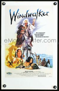 2a226 WINDWALKER window card movie poster '80 cool art of Native American Indians by Joseph Smith!
