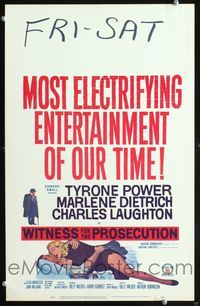 2a227 WITNESS FOR THE PROSECUTION WC '58 Billy Wilder, Tyrone Power, Marlene Dietrich, Laughton