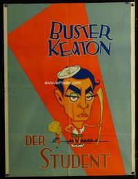 2b001 COLLEGE Austrian 38x49 movie poster '27 great wacky art of Buster Keaton by Hap Hadley!