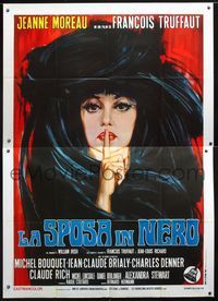 2b084 BRIDE WORE BLACK Italian 2panel '68 Truffaut's Le Mariee Etait en Noir, art of Jeanne Moreau!