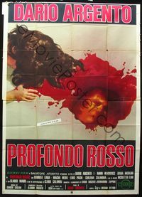 2b095 DEEP RED Italian 2panel '75 Dario Argento's Profondo Rosso, wild gruesome bloody head image!