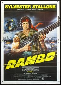 2b103 FIRST BLOOD Italian 2p '82 best artwork of Sylvester Stallone as John Rambo by Renato Casaro!
