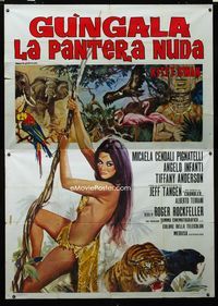 2b115 GUNGALA THE BLACK PANTHER GIRL Italian 2panel '68 art of sexy jungle babe by Rodolfo Gasparri!