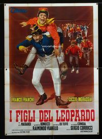 2b121 I FIGLI DEL LEOPARDO Italian two-panel '65 Sergio Corbucci military comedy, wacky art!