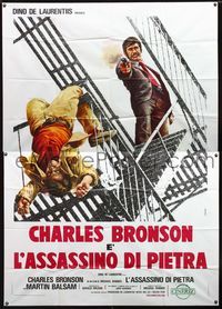 2b179 STONE KILLER Italian 2panel '73 cool art of Charles Bronson shooting bad guy by Renato Casaro!