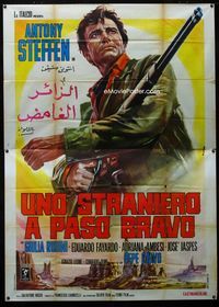 2b181 STRANGER IN PASO BRAVO Italian 2p '69 artwork of Anthony Steffen with rifle by Renato Casaro!