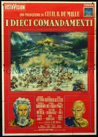 2b186 TEN COMMANDMENTS Italian 2p '59 Heston, Brynner, Cecil B. DeMille, different art by Colpizzi!