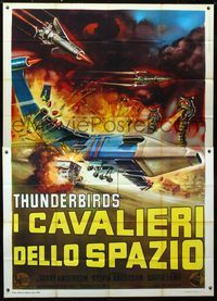 2b191 THUNDERBIRDS ARE GO Italian two-panel '66 English Supermarionation, cool different sci-fi art!