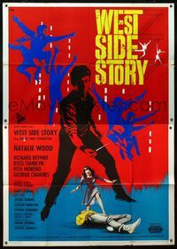 2b196 WEST SIDE STORY Italian 2panel R64 really cool different dancing art plus key scenes by Nano!