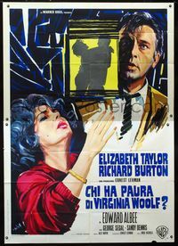 2b199 WHO'S AFRAID OF VIRGINIA WOOLF Italian 2panel '66 Elizabeth Taylor & Richard Burton by Brini!