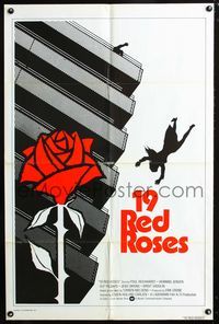 2c030 19 RED ROSES int'l one-sheet '74 Esben Hoilund Carlsen's Nitten rode roser, cool murder art!