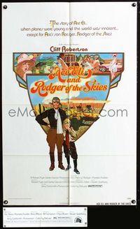 2c040 ACE ELI & RODGER OF THE SKIES 1sheet '72 pilot Cliff Robertson, written by Steven Spielberg!