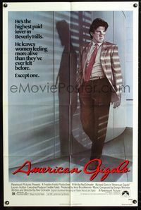 2c058 AMERICAN GIGOLO 1sheet '80 handsomest male prostitute Richard Gere is being framed for murder!