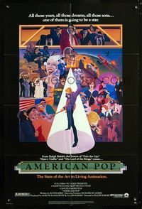 2c061 AMERICAN POP one-sheet movie poster '81 cool rock & roll art by Wilson McClean & Ralph Bakshi!