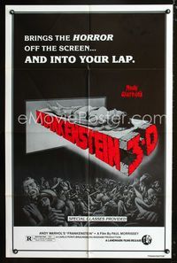 2c065 ANDY WARHOL'S FRANKENSTEIN one-sheet poster R80s Paul Morrissey, Joe Dallessandro, 3-D horror!