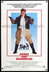 2c078 ARMED & DANGEROUS style B 1sh '86 great image of John Candy in pilot outfit keeping you safe!