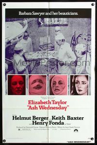 2c080 ASH WEDNESDAY one-sheet '73 beautiful aging Elizabeth Taylor gets extensive plastic surgery!