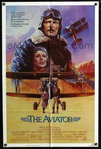 2c084 AVIATOR one-sheet '85 art of airplane pilot Christopher Reeve & Rosanna Arquette by Manchess!