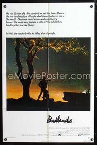 2c096 BADLANDS one-sheet poster '74 Terrence Malick's cult classic, Martin Sheen & Sissy Spacek!