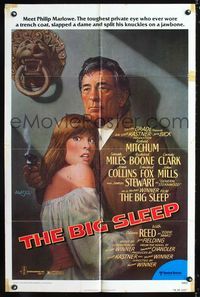 2c125 BIG SLEEP one-sheet poster '78 cool art of Robert Mitchum & sexy Sarah Miles by Richard Amsel!