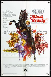 2c130 BLACK BEAUTY one-sheet movie poster '71 artwork of Mark Lester riding most classic horse!
